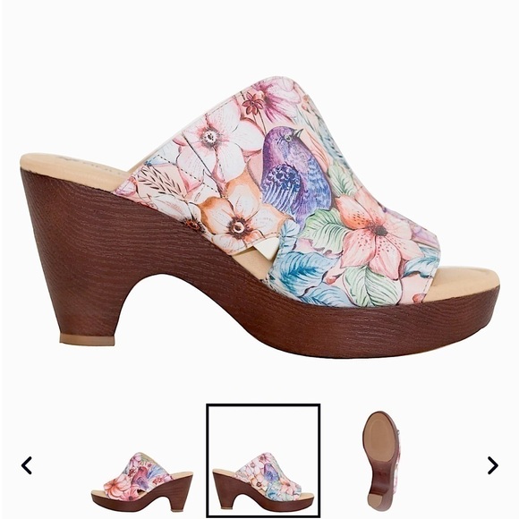 Host Pick Anuschka Women’s Vintage Garden Women Leather Platform Slide Size 9 - Picture 4 of 6